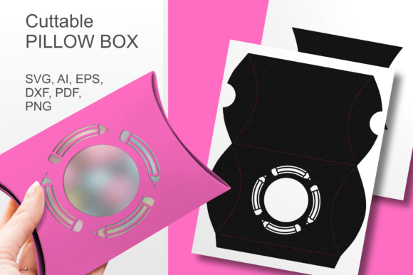 4 Pencils Frame Round Window Pillow Box 3D SVG Gift Boxes