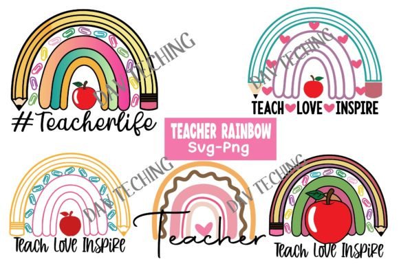 Teacher Rainbow Svg Png for Graphics and Crafts